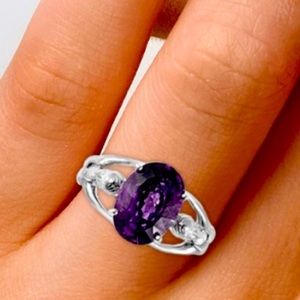 Amethyst ring rhodium over sterling silver
